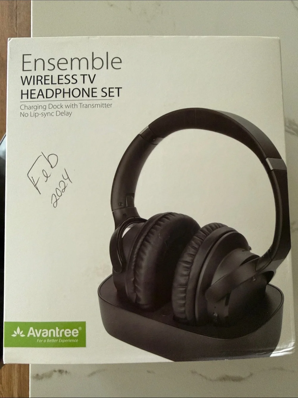 Wireless TV Headphones in Black with Charging Dock